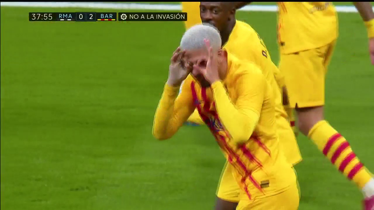 هدف رونالد أراوخو في مباراة برشلونة وريال مدريد اليوم