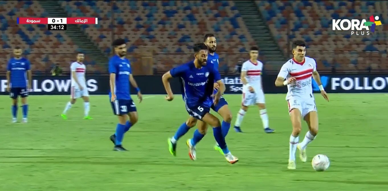 أهداف مباراة الزمالك وسموحة.. هدف أحمد سيد زيزو (1-0)