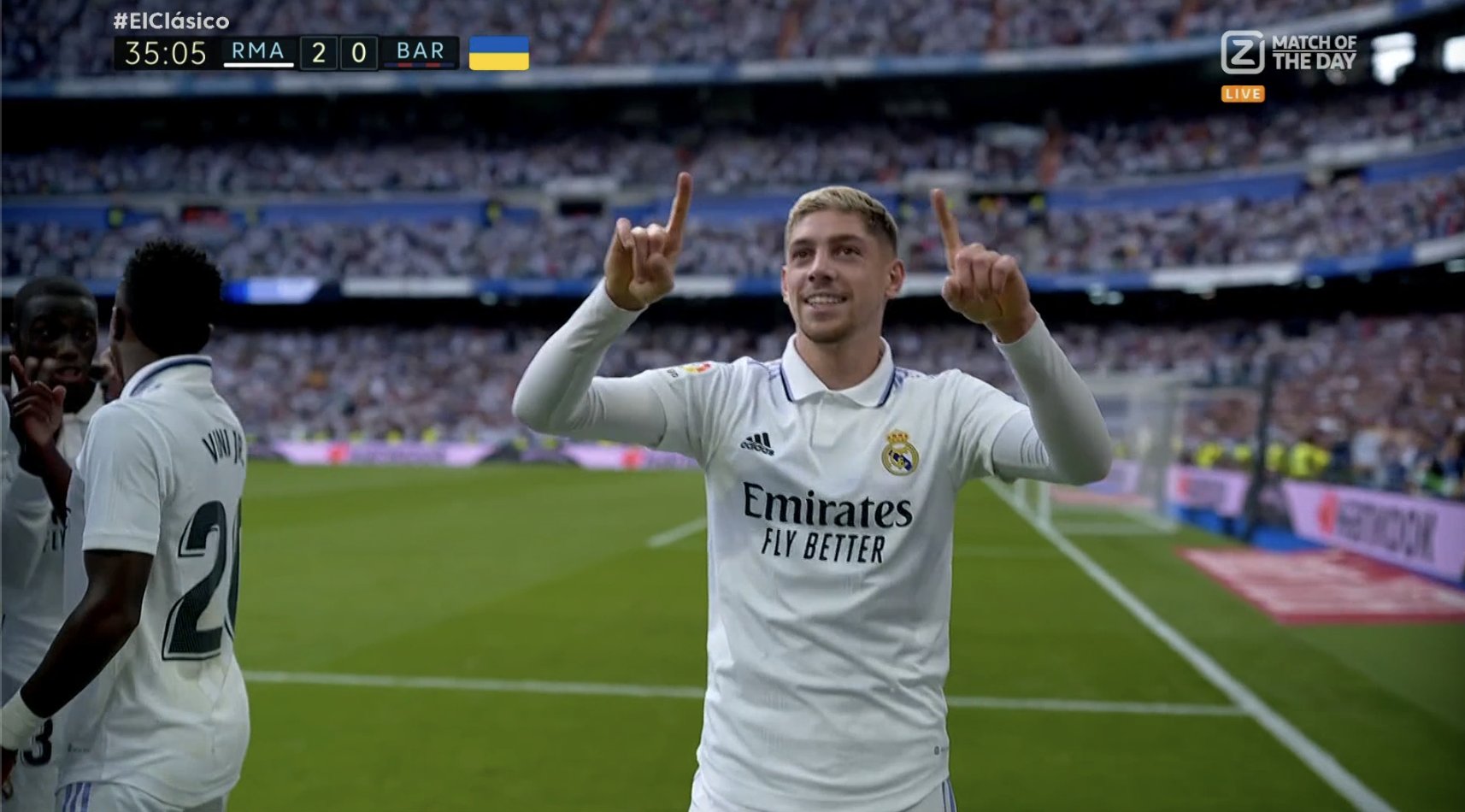 أهداف مباراة ريال مدريد وبرشلونة اليوم .. هدف فالفيردي (2-0)