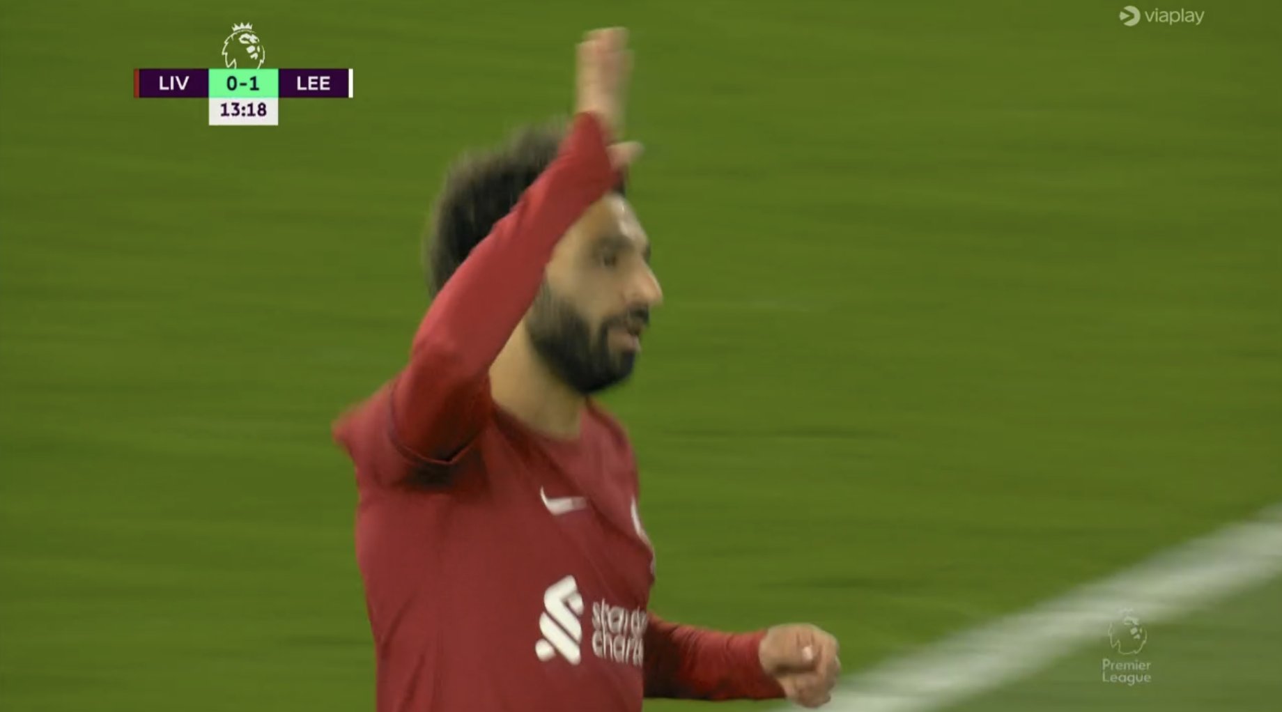 هدف محمد صلاح اليوم في مباراة ليفربول وليدز يونايتد (1-1)