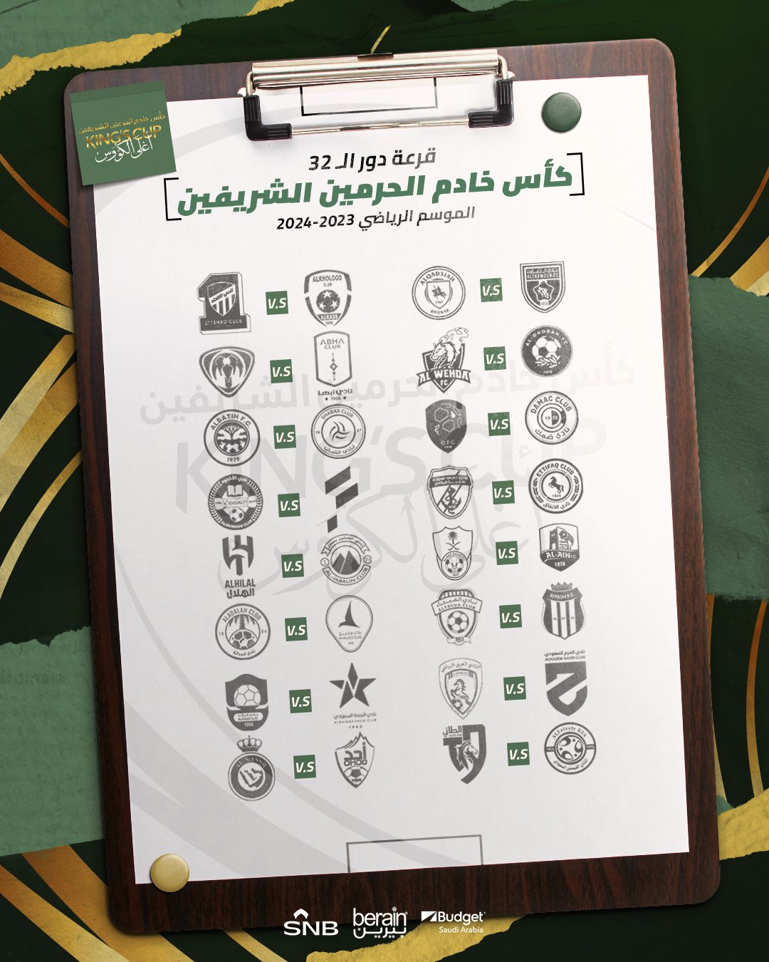 تعرف على نتائج قرعة دور الـ32 بطولة كأس خادم الحرمين الشريفين