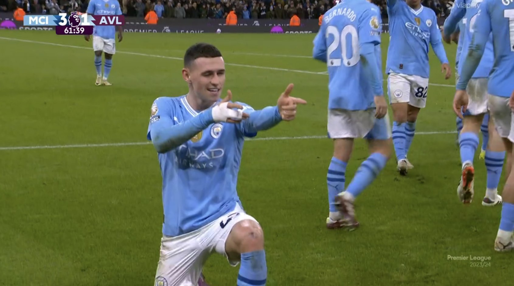 أهداف مباراة مانشستر سيتي واستون فيلا (4-1) اليوم فى الدوري الانجليزي